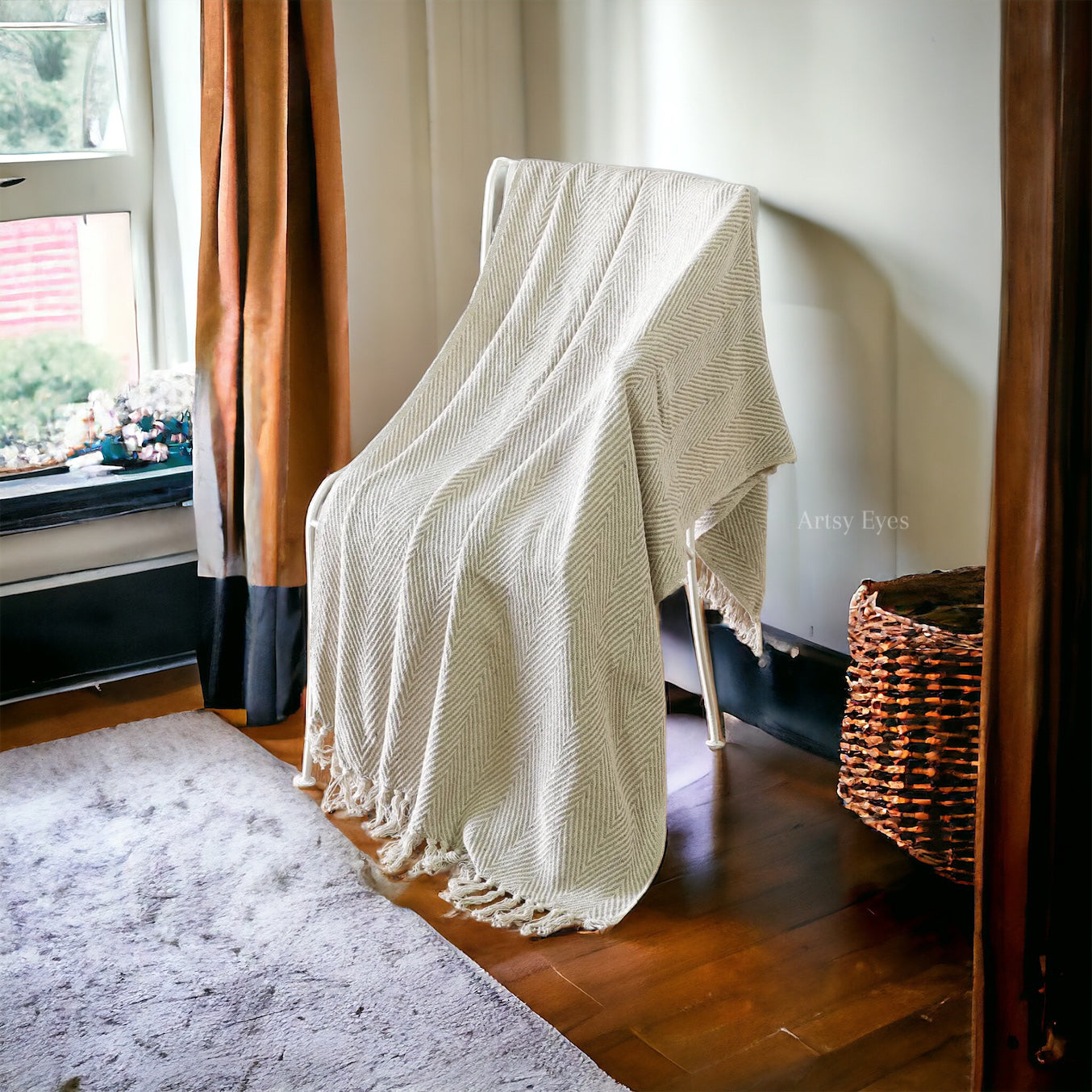 Gingko Knitted Throw Blanket