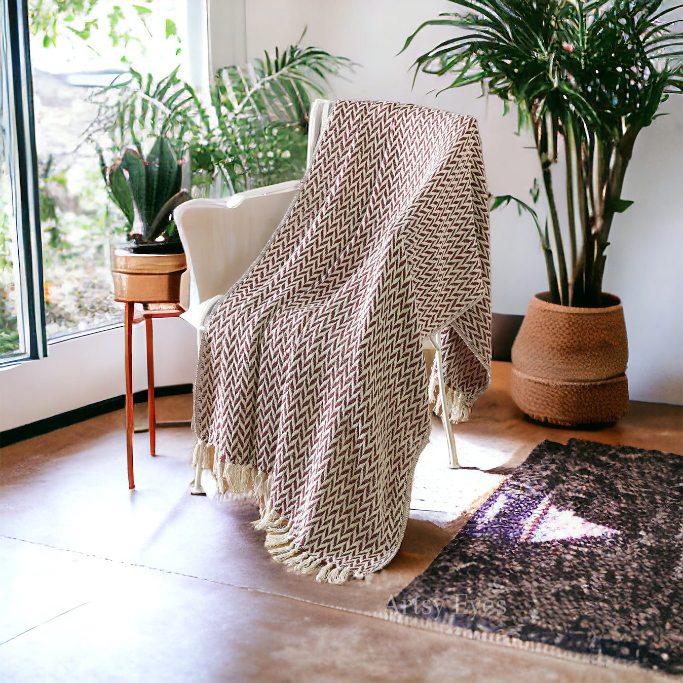 Red Oak Knitted Throw Blanket