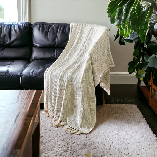 Gingko Knitted Throw Blanket