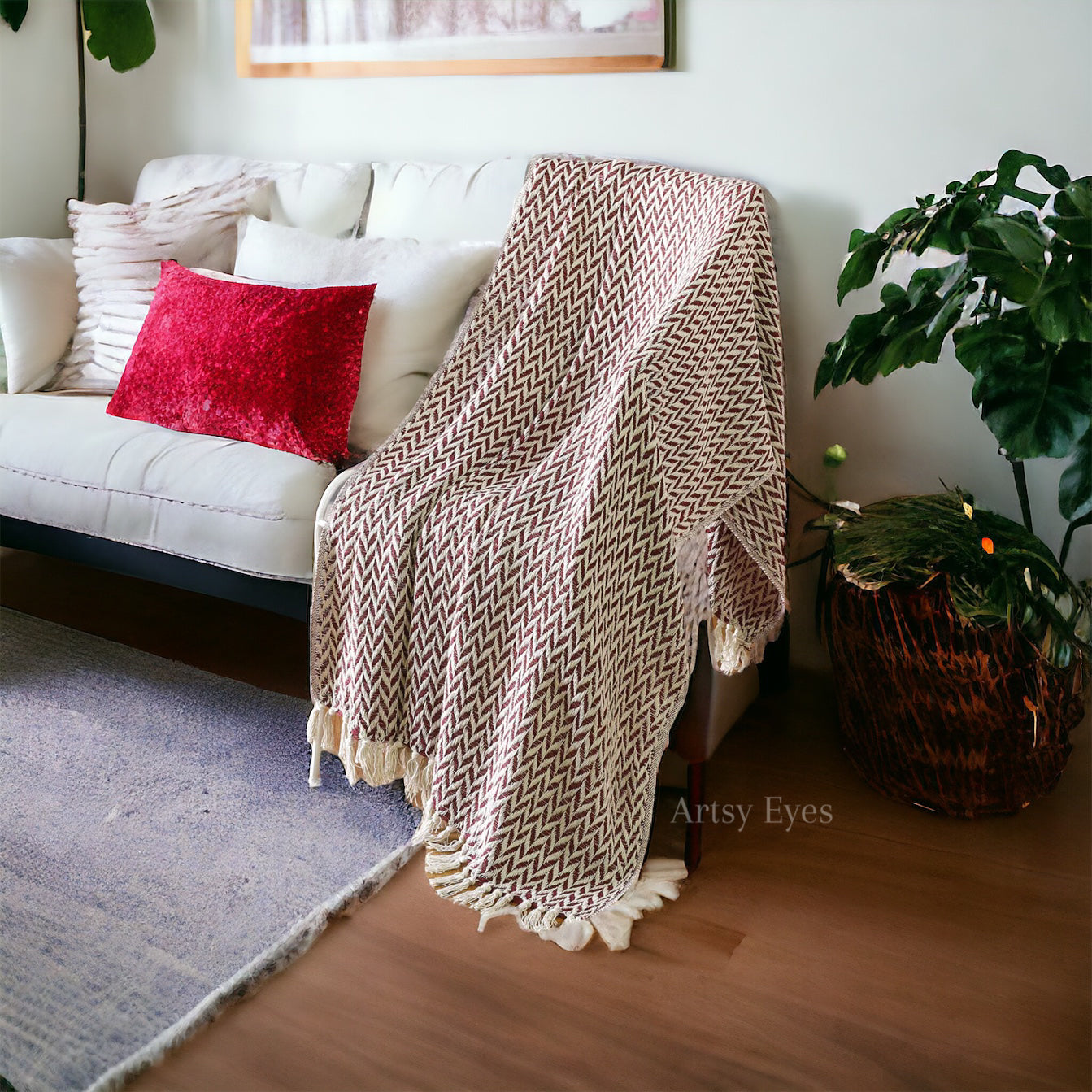 Red Oak Knitted Throw Blanket